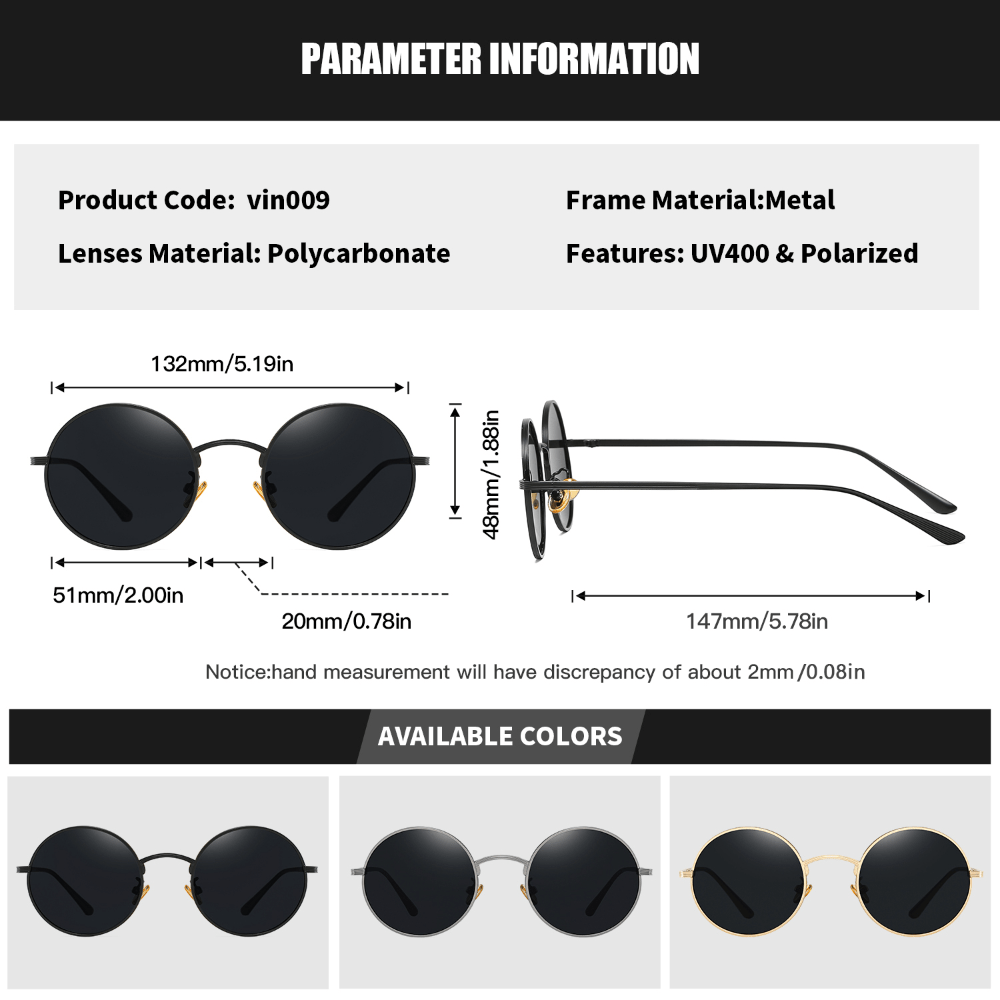 RoyalHot Polarized Round Sunglasses for Outdoor Travelling