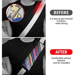 2pcs Cotton Linen Seat Belt Pads Rainbow Colorful