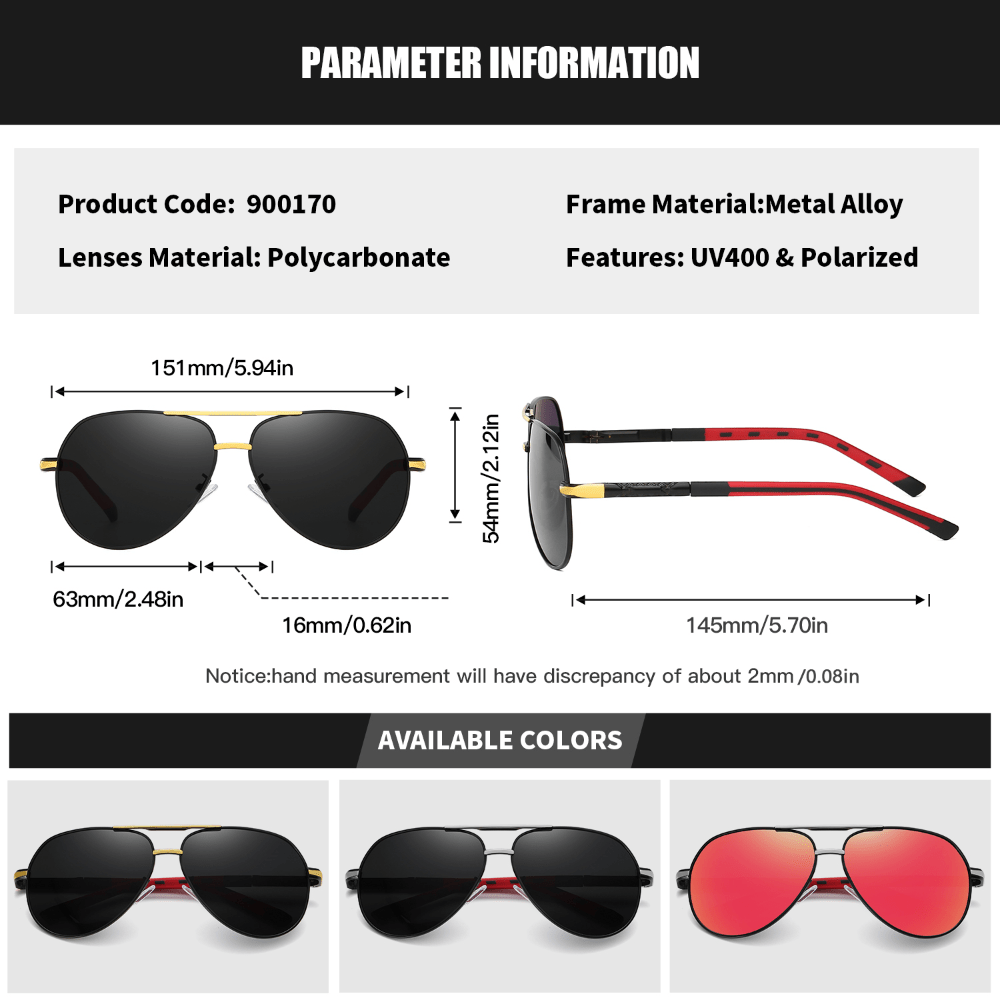 RoyalHot Metal Polarized Clam Mirror Sunglasses