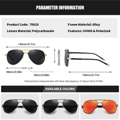 RoyalHot Metal Unisex Polarized Sunglasses Large Frame Cycling Driving