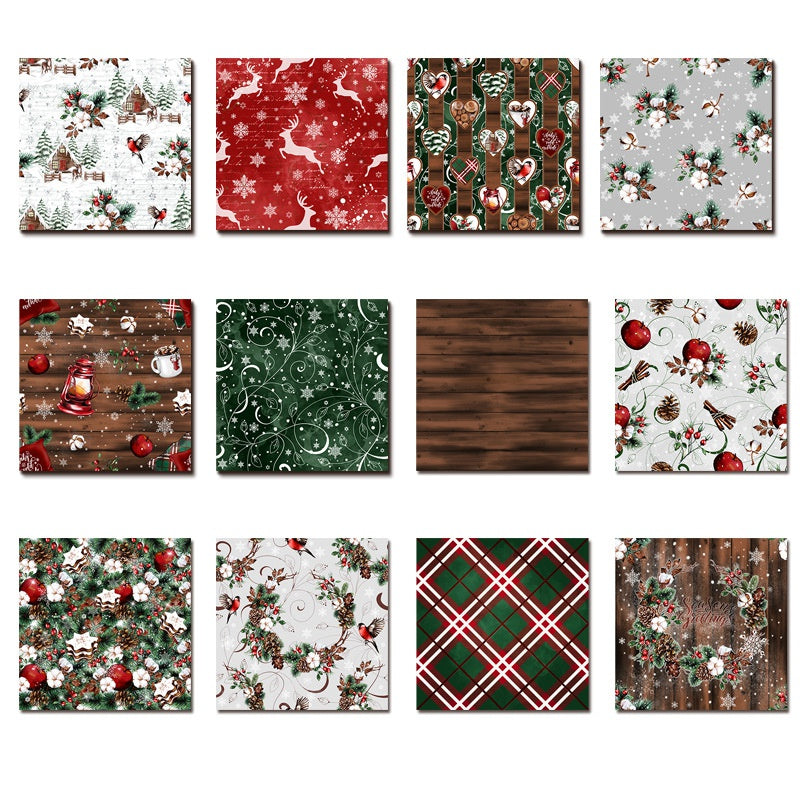24pcs Christmas Scrapbooking Paper Pad Assorted Pattern Art Origami Cardstock