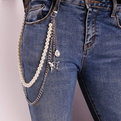 Pearl Butterfly Chains for Skirts Pants Jeans Belt Accessories