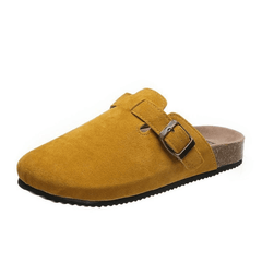 Casual Buckle Strap Mules - Women's Suede Clogs