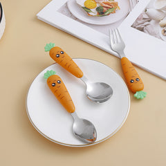 Cartoon Carrot Tableware for Kids Fork Spoon Set