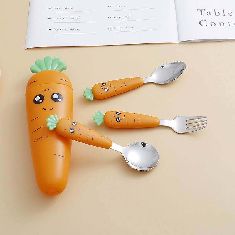 Cartoon Carrot Tableware for Kids Fork Spoon Set