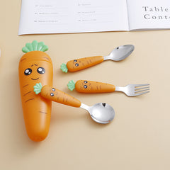 Cartoon Carrot Tableware for Kids Fork Spoon Set