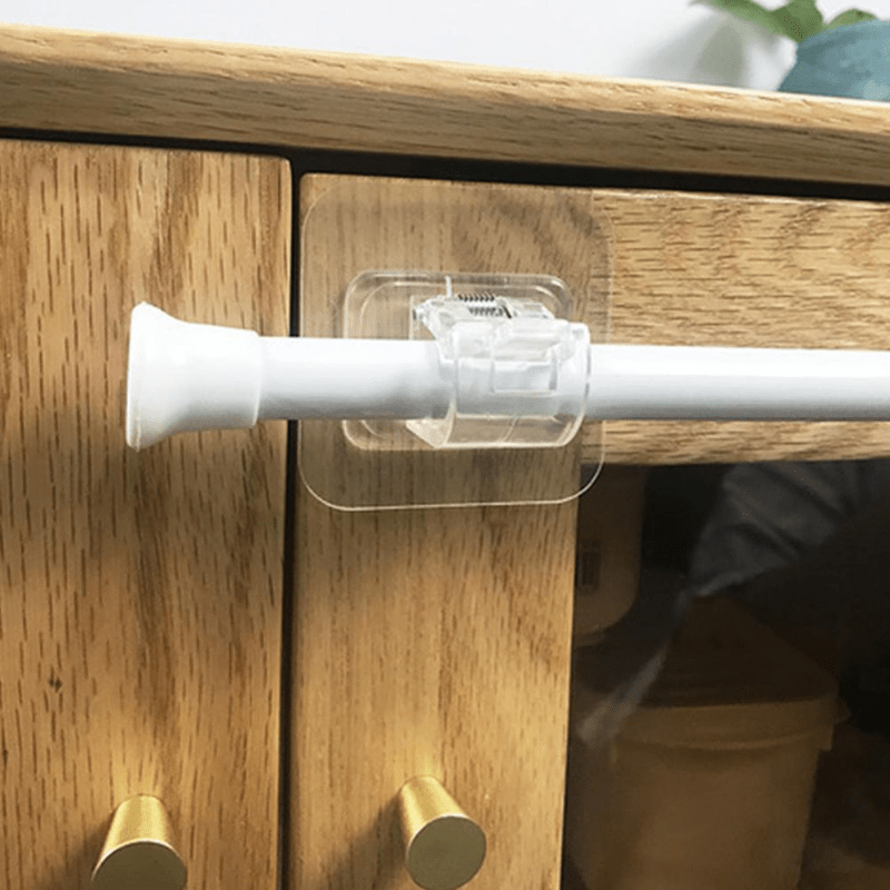 2pcs Clear Adhesive Hanging Rod Clip for Curtains and More