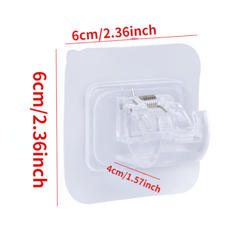 2pcs Clear Adhesive Hanging Rod Clip for Curtains and More