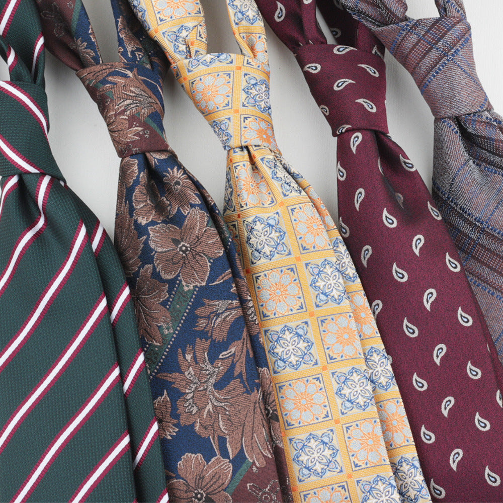 Men's Striped Floral Jacquard Necktie Business Wedding Party Necktie