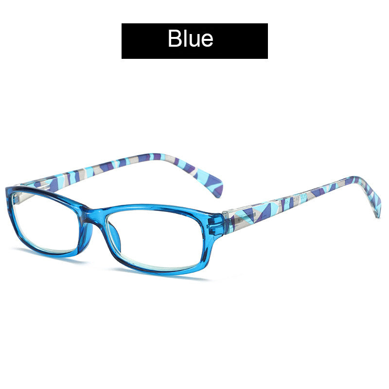 Men's Spring Hinge Pattern Print Anti Light Reading Glasses