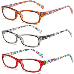 Men's Spring Hinge Pattern Print Anti Light Reading Glasses