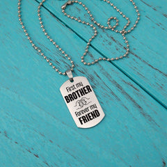 Silvery Letters Detail Tag Necklace For Brother