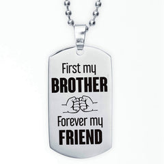 Silvery Letters Detail Tag Necklace For Brother