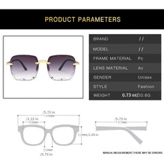 Square Rimless Sunglasses UV400 Gradient Glasses