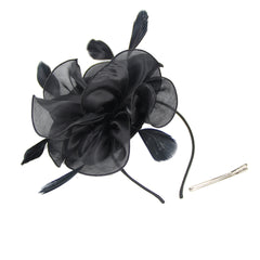 Faux Feather Tiara Mesh Flower Head Piece Horse Race Hat Accessories
