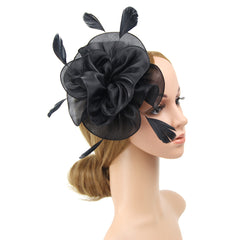 Faux Feather Tiara Mesh Flower Head Piece Horse Race Hat Accessories