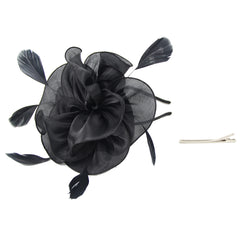 Faux Feather Tiara Mesh Flower Head Piece Horse Race Hat Accessories