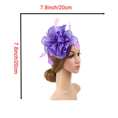 Faux Feather Tiara Mesh Flower Head Piece Horse Race Hat Accessories