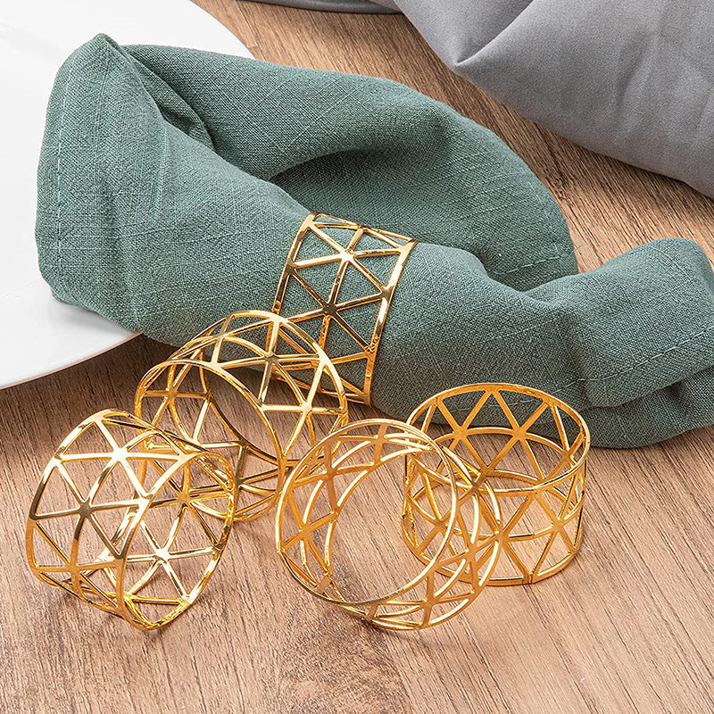 Metal Napkin Rings Round Golden Holder Table Dining Wedding Decor
