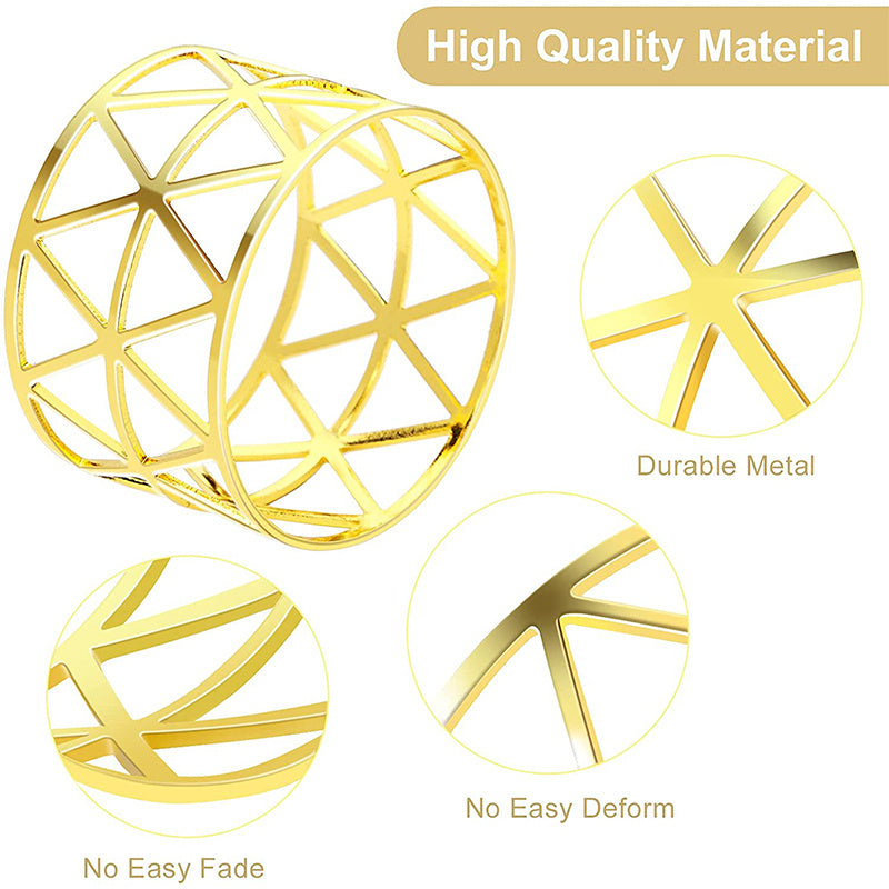 Metal Napkin Rings Round Golden Holder Table Dining Wedding Decor