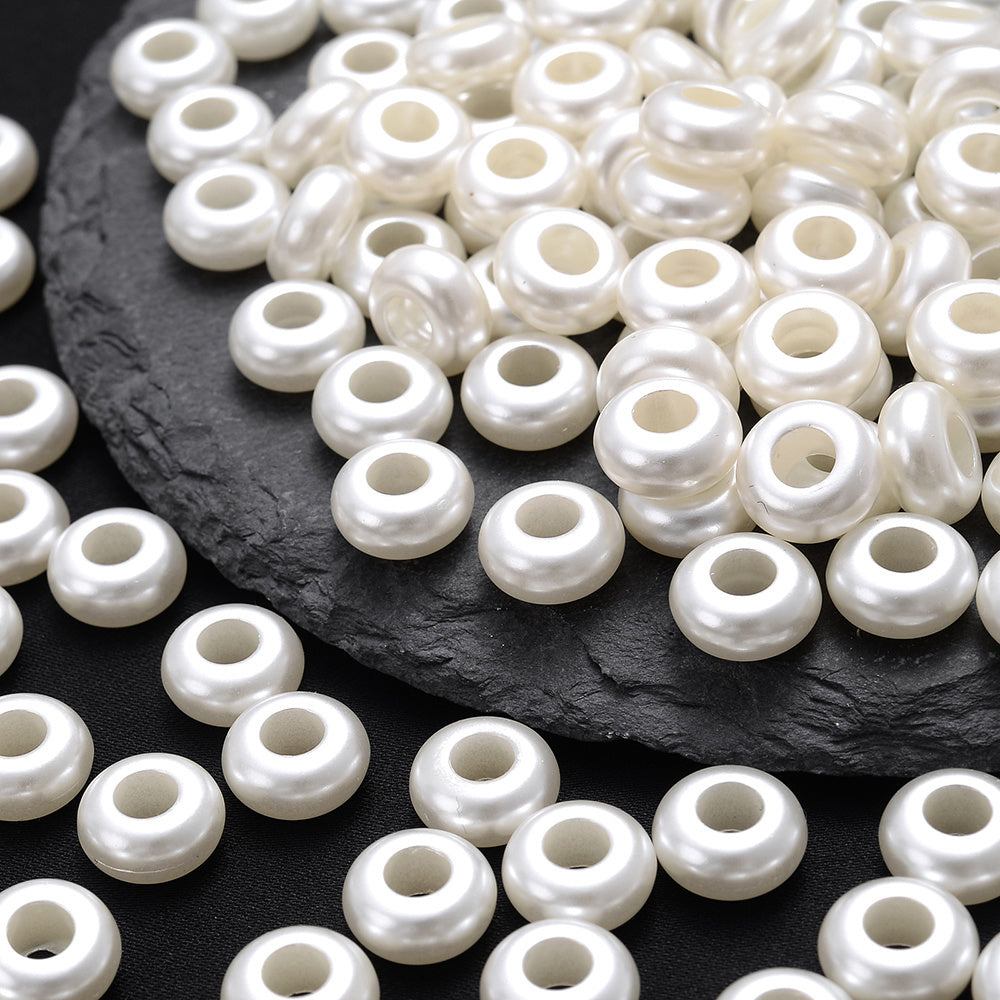 100pcs 12mm Spacer Beads Pearl Acrylic Jewelry Making Bracelet Necklace Keychain