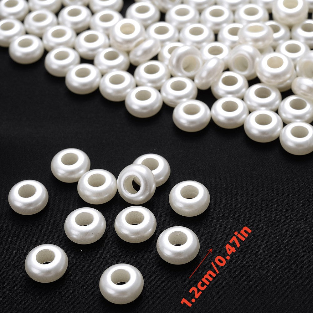 100pcs 12mm Spacer Beads Pearl Acrylic Jewelry Making Bracelet Necklace Keychain