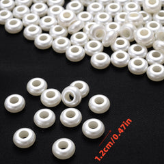 100pcs 12mm Spacer Beads Pearl Acrylic Jewelry Making Bracelet Necklace Keychain