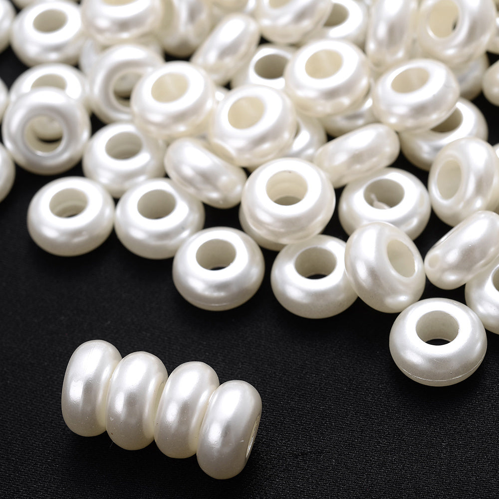 100pcs 12mm Spacer Beads Pearl Acrylic Jewelry Making Bracelet Necklace Keychain