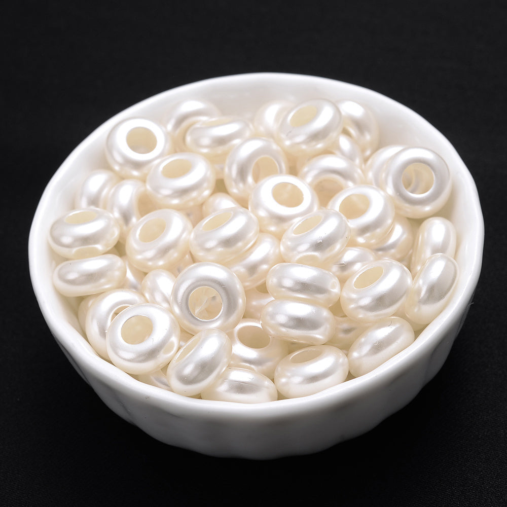 100pcs 12mm Spacer Beads Pearl Acrylic Jewelry Making Bracelet Necklace Keychain