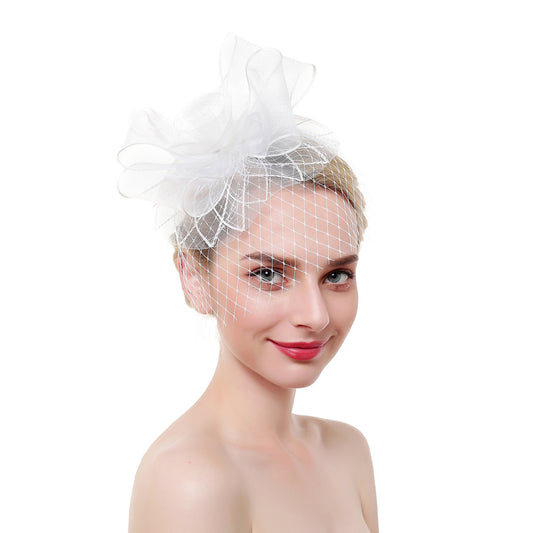 Bridal Mesh Flower Head Piece Horse Race Hat Decoration