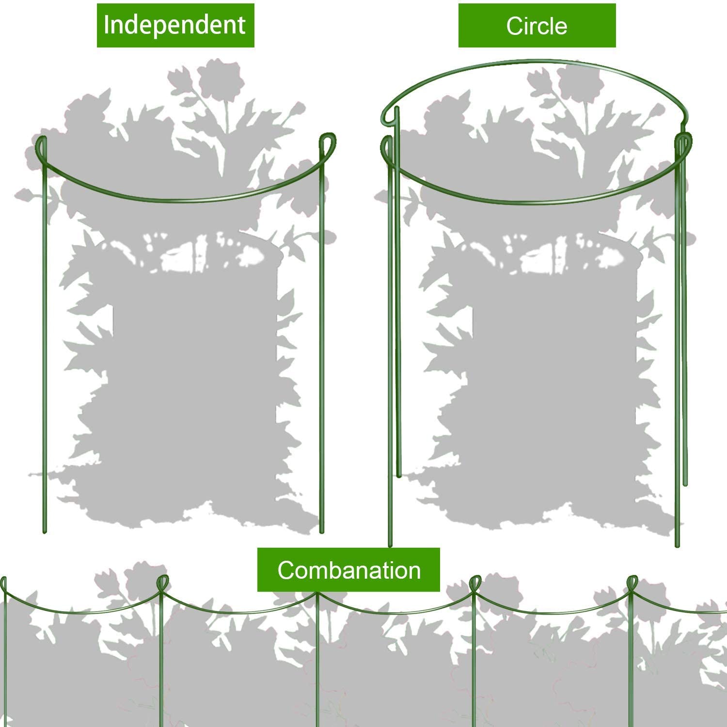 6pcs Tall Plant Support Stakes Metal Half Round Garden Plant Support Peony Cage