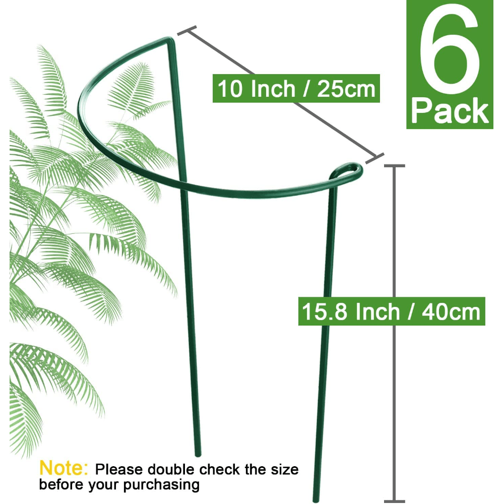 6pcs Tall Plant Support Stakes Metal Half Round Garden Plant Support Peony Cage