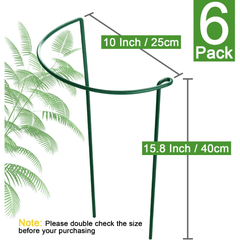 6pcs Tall Plant Support Stakes Metal Half Round Garden Plant Support Peony Cage