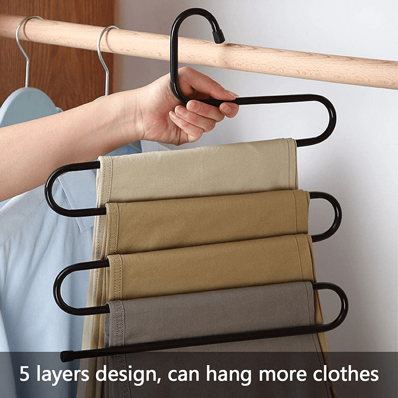 2pcs Pant Hangers S Shaped Non Slip Trouser Hanger Closet Space Saving