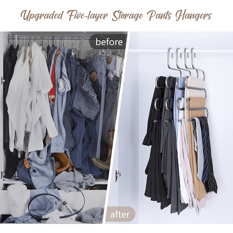 2pcs Pant Hangers S Shaped Non Slip Trouser Hanger Closet Space Saving
