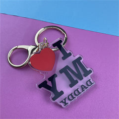 Daddy Love Acrylic Keychain Pendant Zinc Alloy Bag Key Holder Girls Father Gift