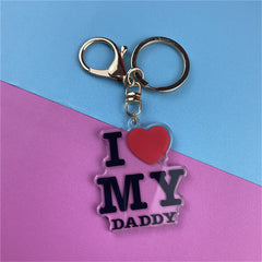 Daddy Love Acrylic Keychain Pendant Zinc Alloy Bag Key Holder Girls Father Gift