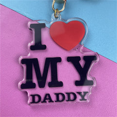 Daddy Love Acrylic Keychain Pendant Zinc Alloy Bag Key Holder Girls Father Gift