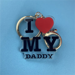 Daddy Love Acrylic Keychain Pendant Zinc Alloy Bag Key Holder Girls Father Gift