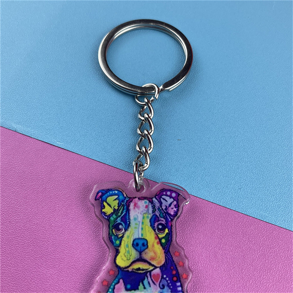 Dog Pit Bull Chihuahua Acrylic Keychains Keyring For Girls