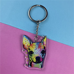Dog Pit Bull Chihuahua Acrylic Keychains Keyring For Girls