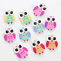 Wooden Mixed Two Eye Cartoon Images Button Children's Clothing Dress