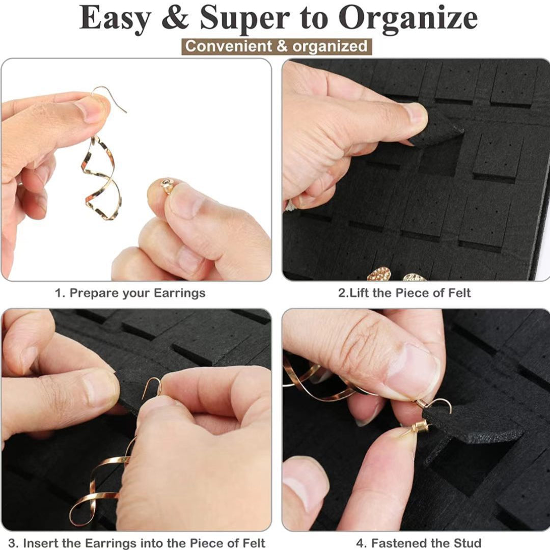 Portable Hanging Jewelry Organizer Felt Material Foldable Storage Holder