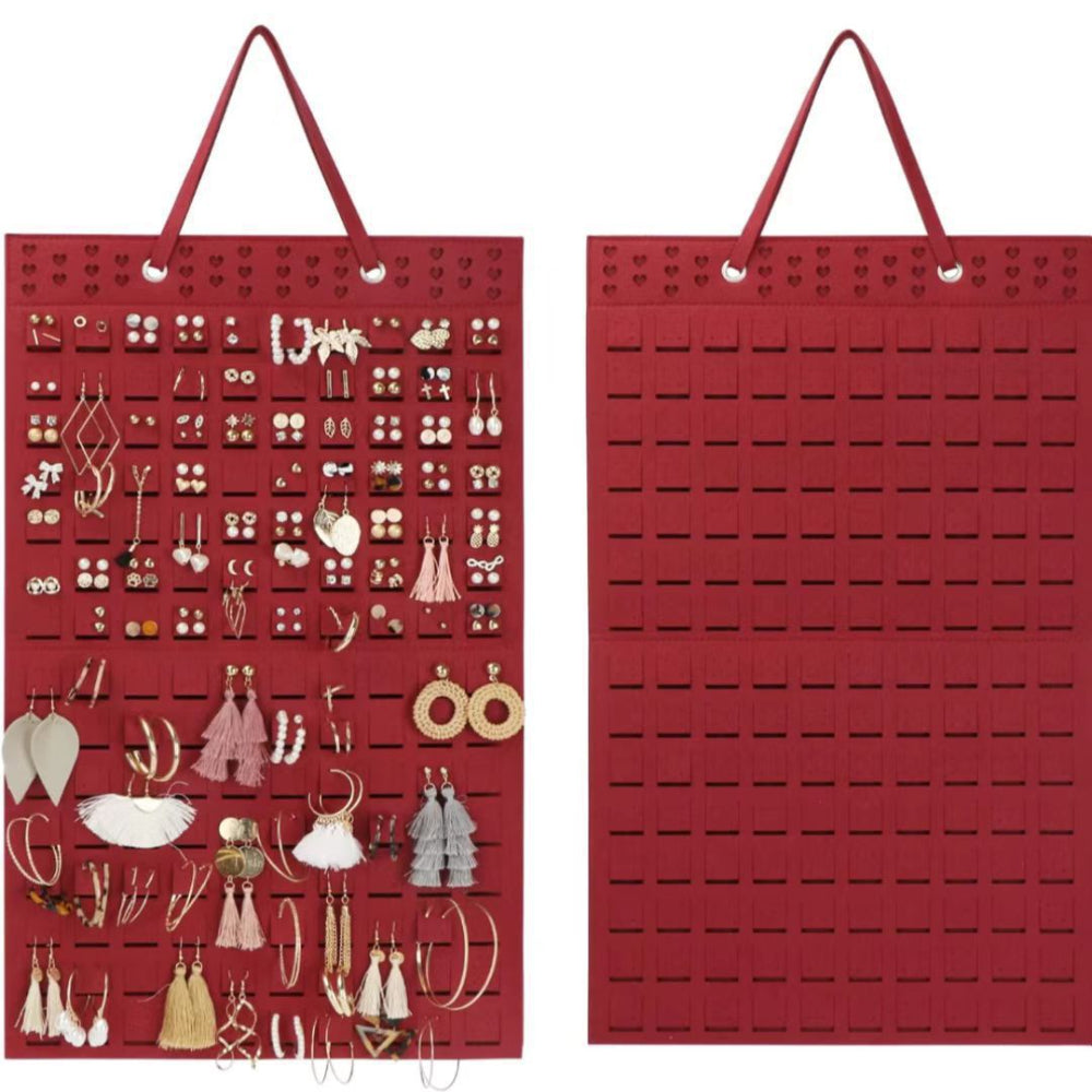 Portable Hanging Jewelry Organizer Felt Material Foldable Storage Holder