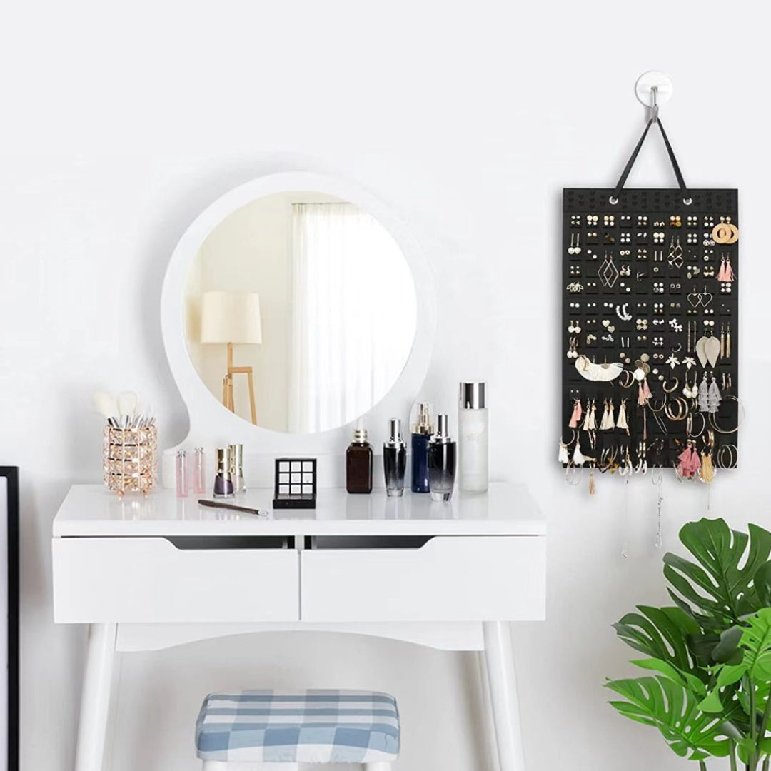 Portable Hanging Jewelry Organizer Felt Material Foldable Storage Holder