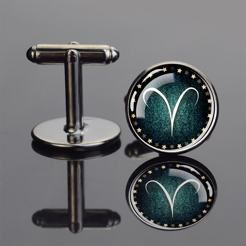 Metal Zodiac Button Cufflinks Shirt Cufflinks Wedding Suit