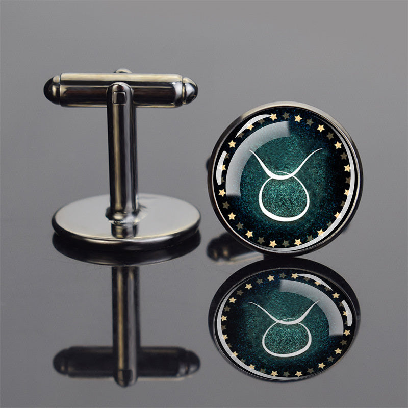 Metal Zodiac Button Cufflinks Shirt Cufflinks Wedding Suit