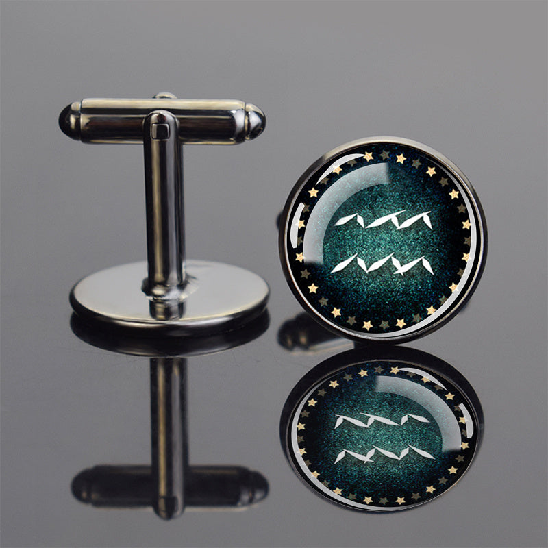 Metal Zodiac Button Cufflinks Shirt Cufflinks Wedding Suit