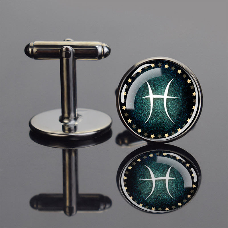 Metal Zodiac Button Cufflinks Shirt Cufflinks Wedding Suit