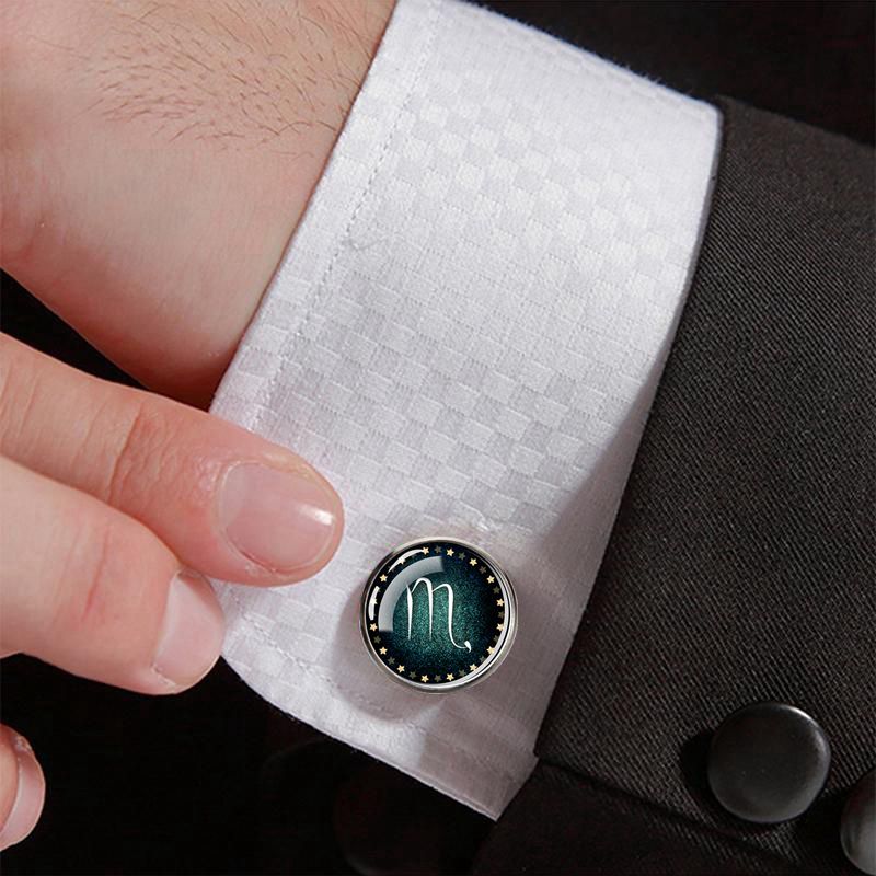 Metal Zodiac Button Cufflinks Shirt Cufflinks Wedding Suit